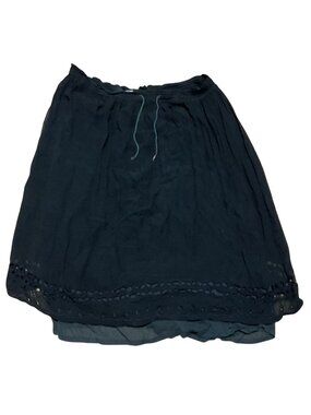 Black Indira Womens Rayon Skirt With Embroidered Hem Size M Made In India